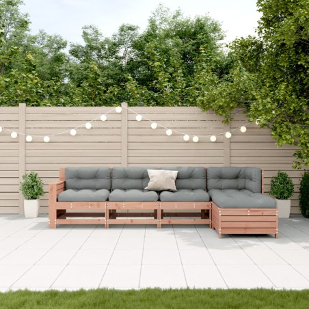 vidaXL Juego de muebles jardín 5 pzas y cojines madera abeto Douglas