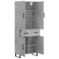 vidaXL Aparador alto madera contrachapada gris hormigón 69,5x34x180 cm vidaXL Aparador alto madera contrachapada gris hormigón 69,5x34x180 cm