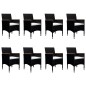 vidaXL Juego de comedor de jardín 9 piezas con cojines negro vidaXL Juego de comedor de jardín 9 piezas con cojines negro