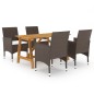 vidaXL Juego de comedor de jardín 5 piezas con cojines marrón