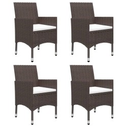 vidaXL Juego de comedor de jardín 5 piezas con cojines marrón