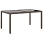 vidaXL Set de comedor de jardín 7 pzas ratán PE vidrio templado marrón vidaXL Set de comedor de jardín 7 pzas ratán PE vidrio templado marrón