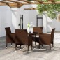 vidaXL Set de bistró de jardín 5 pzas ratán PE vidrio templado marrón
