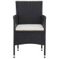 vidaXL Set de comedor de jardín 3 pzas ratán PE vidrio templado negro