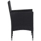 vidaXL Set de comedor de jardín 3 pzas ratán PE vidrio templado negro