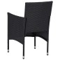 vidaXL Set de comedor de jardín 3 pzas ratán PE vidrio templado negro