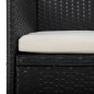 vidaXL Set de comedor de jardín 3 pzas ratán PE vidrio templado negro
