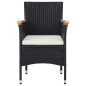 vidaXL Set de bistró de jardín 5 pzas ratán PE vidrio templado negro vidaXL Set de bistró de jardín 5 pzas ratán PE vidrio templado negro