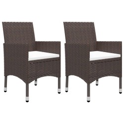 vidaXL Set de comedor de jardín 3 pzas ratán PE vidrio templado marrón