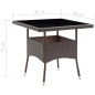 vidaXL Set de comedor de jardín 3 pzas ratán PE vidrio templado marrón vidaXL Set de comedor de jardín 3 pzas ratán PE vidrio templado marrón