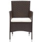 vidaXL Set de comedor de jardín 3 pzas ratán PE vidrio templado marrón vidaXL Set de comedor de jardín 3 pzas ratán PE vidrio templado marrón