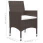 vidaXL Set de bistró de jardín 3 pzas ratán PE vidrio templado marrón vidaXL Set de bistró de jardín 3 pzas ratán PE vidrio templado marrón