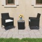 vidaXL Set de bistró de jardín 3 pzas ratán PE vidrio templado negro vidaXL Set de bistró de jardín 3 pzas ratán PE vidrio templado negro