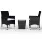 vidaXL Set de bistró de jardín 3 pzas ratán PE vidrio templado negro vidaXL Set de bistró de jardín 3 pzas ratán PE vidrio templado negro