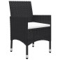 vidaXL Set de bistró de jardín 3 pzas ratán PE vidrio templado negro vidaXL Set de bistró de jardín 3 pzas ratán PE vidrio templado negro