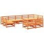 vidaXL Juego de sofás de jardín 9 pzas madera maciza pino marrón cera vidaXL Juego de sofás de jardín 9 pzas madera maciza pino marrón cera