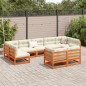 vidaXL Juego de sofás de jardín 9 pzas madera maciza pino marrón cera vidaXL Juego de sofás de jardín 9 pzas madera maciza pino marrón cera