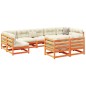 vidaXL Set de sofás jardín 9 pzas con cojines madera pino marrón cera vidaXL Set de sofás jardín 9 pzas con cojines madera pino marrón cera