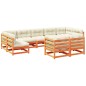 vidaXL Set de sofás jardín 9 pzas con cojines madera pino marrón cera vidaXL Set de sofás jardín 9 pzas con cojines madera pino marrón cera