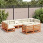 vidaXL Set de sofás jardín 9 pzas con cojines madera pino marrón cera vidaXL Set de sofás jardín 9 pzas con cojines madera pino marrón cera