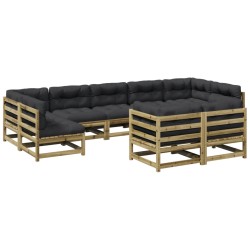 vidaXL Set de sofás jardín 9 pzas con cojines madera pino impregnada