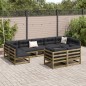 vidaXL Set de sofás jardín 9 pzas con cojines madera pino impregnada