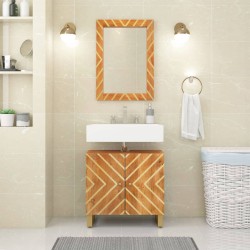 vidaXL Juego muebles de baño 2 pzas madera maciza mango marrón y negro