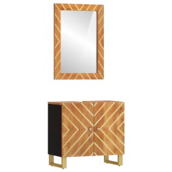 vidaXL Juego muebles de baño 2 pzas madera maciza mango marrón y negro