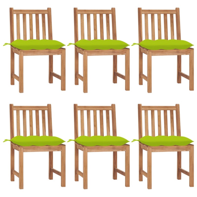 vidaXL Sillas de jardín 6 unidades madera maciza de teca con cojines vidaXL Sillas de jardín 6 unidades madera maciza de teca con cojines