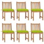 vidaXL Sillas de jardín 6 unidades madera maciza de teca con cojines vidaXL Sillas de jardín 6 unidades madera maciza de teca con cojines