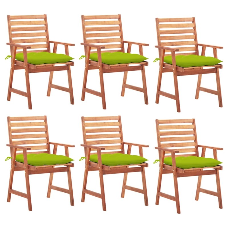 vidaXL Sillas comedor de jardín y cojines 6 uds madera maciza acacia 