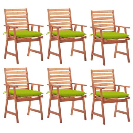 vidaXL Sillas comedor de jardín y cojines 6 uds madera maciza acacia 