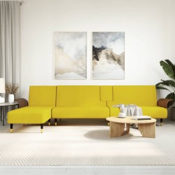 vidaXL Sofá cama en forma de L terciopelo amarillo 279x140x70 cm