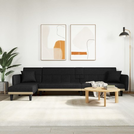 vidaXL Sofá cama en forma de L tela negro 275x140x70 cm