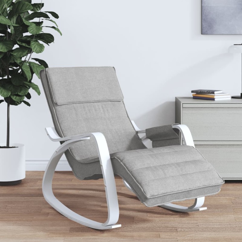 vidaXL Silla mecedora de tela gris claro vidaXL Silla mecedora de tela gris claro