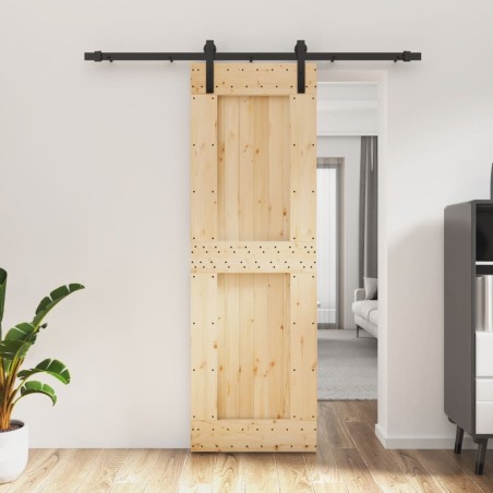 vidaXL Puerta corredera con herrajes madera maciza de pino 70x210 cm