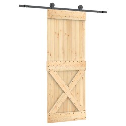 vidaXL Puerta corredera con herrajes madera maciza de pino 80x210 cm