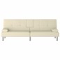 vidaXL Sofá cama con portavasos cuero sintético color crema vidaXL Sofá cama con portavasos cuero sintético color crema