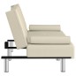vidaXL Sofá cama con portavasos cuero sintético color crema vidaXL Sofá cama con portavasos cuero sintético color crema