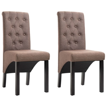 vidaXL Sillas de comedor 2 unidades tela marrón