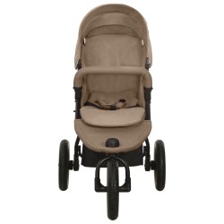 vidaXL Cochecito de bebé de acero gris taupe