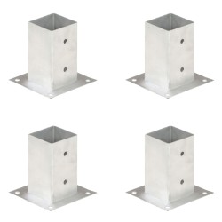 vidaXL Anclajes para postes 4 unidades metal galvanizado 81 mm