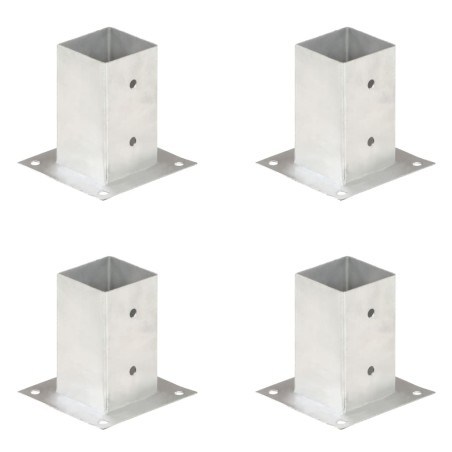 vidaXL Anclajes para postes 4 unidades metal galvanizado 81 mm