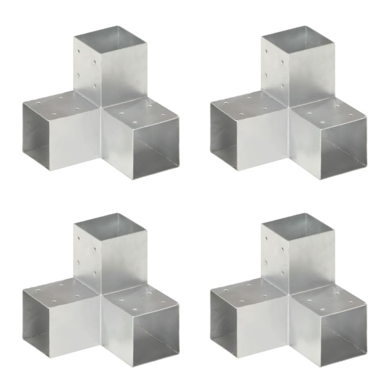 vidaXL Conectores de postes en Y 4 uds metal galvanizado 91x91 mm vidaXL Conectores de postes en Y 4 uds metal galvanizado 91x91 mm