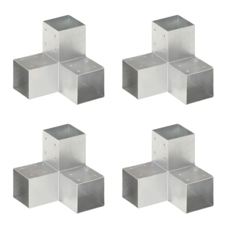 vidaXL Conectores de postes en Y 4 uds metal galvanizado 91x91 mm