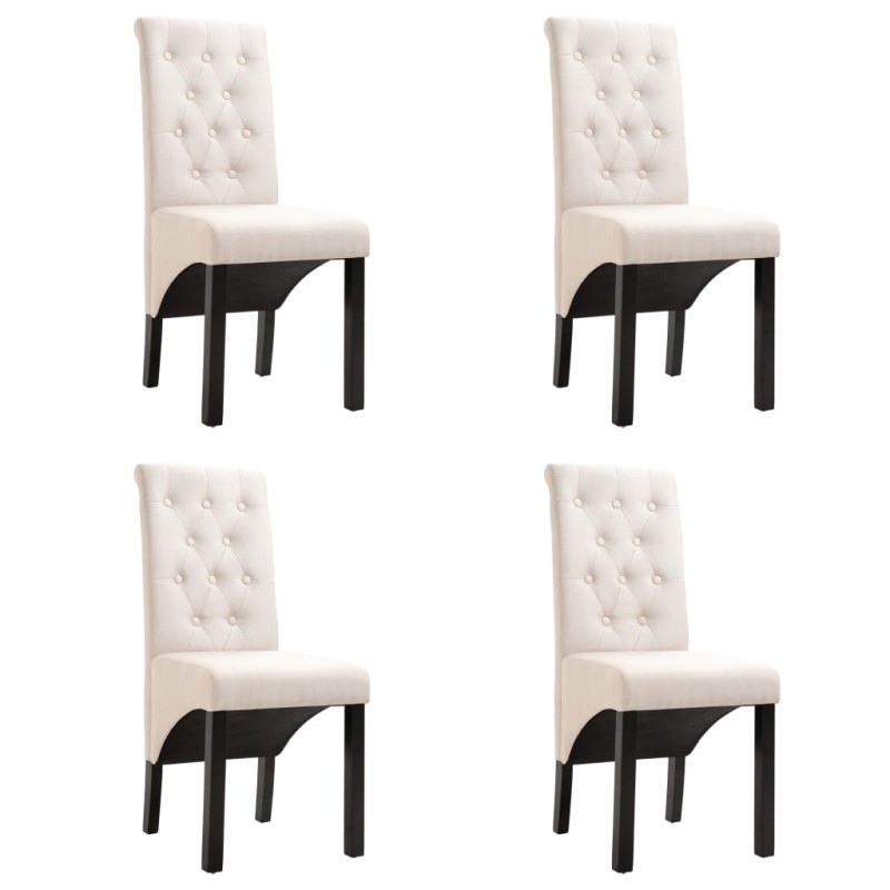 vidaXL Sillas de comedor 4 unidades tela color crema vidaXL Sillas de comedor 4 unidades tela color crema
