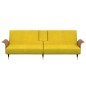 vidaXL Sofá cama con portavasos terciopelo amarillo vidaXL Sofá cama con portavasos terciopelo amarillo