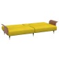 vidaXL Sofá cama con portavasos terciopelo amarillo vidaXL Sofá cama con portavasos terciopelo amarillo
