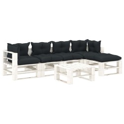 vidaXL Muebles de palets de jardín 6 pzas madera cojines antracita