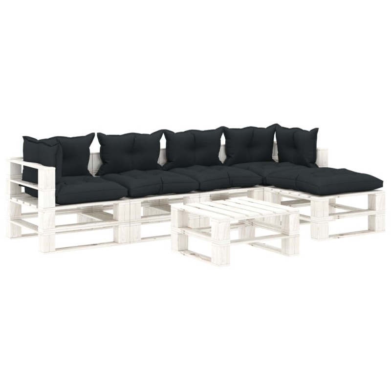 vidaXL Muebles de palets de jardín 6 pzas madera cojines antracita
